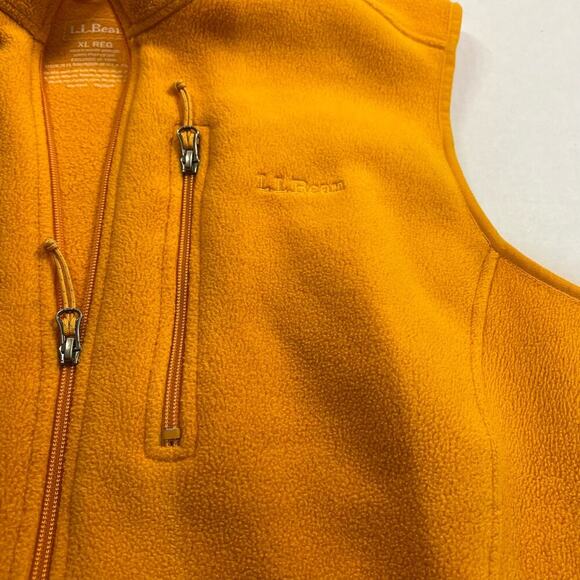 LL Bean Fleece Vest Full Zip Men’s XL Orange - Picture 4 of 8